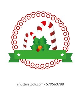 color circular emblem with christmas candy cane