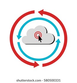 color circular emblem with cloud service storage
