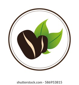color circular emblem with coffee beans