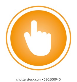 color circular emblem with hand cursor