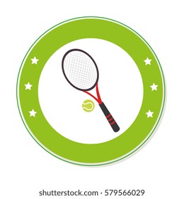 color circular frame with ball and tennis racket