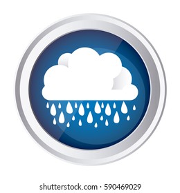 color circular frame and blue background with cloud with rain vector illustration