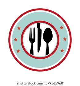 color circular frame with cutlery