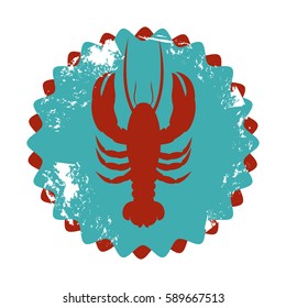 color circular frame with lobster vector illustration