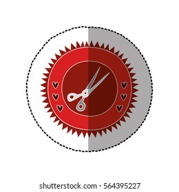 color circular frame with middle shadow sticker with scissors tool