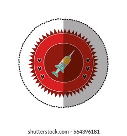 color circular frame with middle shadow sticker with syringe