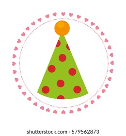 color circular frame with party hat