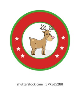 color circular frame with reindeer