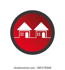 color circular frame with set of houses