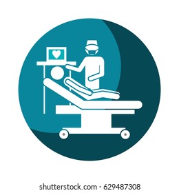 color circular frame shading with pictogram person with cardiologist vector illustration