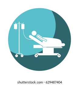 color circular frame shading with pictogram person hospitalized in clinical bed vector illustration