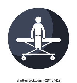 color circular frame shading with pictogram patient sit in stretcher clinical vector illustration