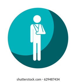 color circular frame shading with pictogram plastered arm icon flat vector illustration