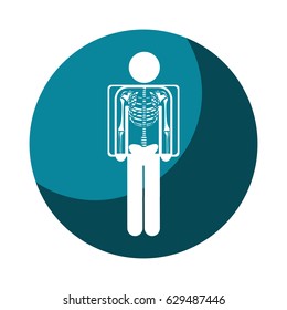 color circular frame shading with pictogram patient and radiography vector illustration