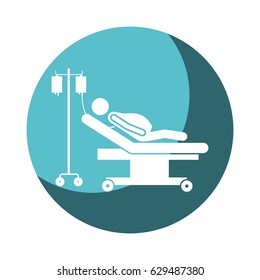 color circular frame shading with pregnant woman in stretcher clinical vector illustration