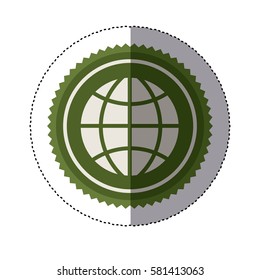 color circular frame sticker with ecologic world vector illustration