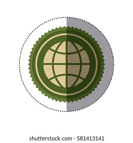 color circular frame sticker with ecologic world vector illustration
