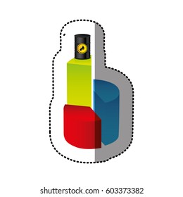 color circular graph statistic with barrel of fuel, vector illustration design