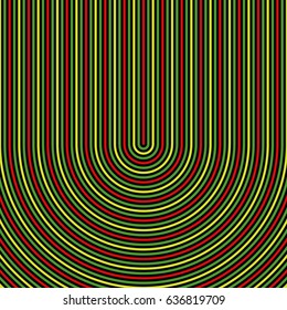 Color circular lines on black background. Striped wallpaper. Surface pattern design with symmetrical linear ornament. Stripes motif. Digital paper with curves for page fills, designing, textile print.