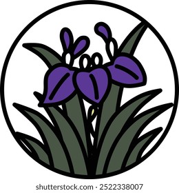 Color circular mini hanafuda iris, Moriwaka, Satsuki, May, iris dregs
