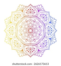 Farbe kreisförmige Muster in Form von Mandala mit Blume für Dekoration oder Druck. Dekorative Ornamente im orientalischen Stil. Regenbogen-Design auf weißem Hintergrund.