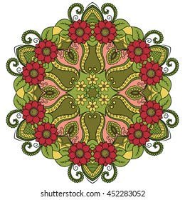 Color Circular pattern in form of mandala. Decorative ornament in ethnic oriental style.