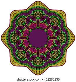 Color Circular pattern in form of mandala. Decorative ornament in ethnic oriental style.