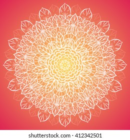 Color circular pattern. Round kaleidoscope of floral elements. Postcard. Abstraction