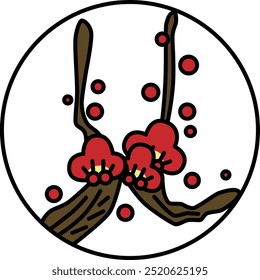 Color circular simple hanafuda Kisaragi plum February plum dregs