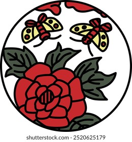 Color circular simple hanafuda, Minazuki, peony, butterfly, June, peony and butterfly