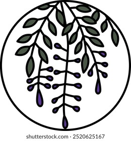 Color circular simple hanafuda Uzuki wisteria April wisteria scum
