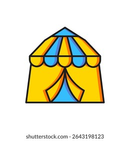 Color Circus tent icon isolated on white background. Carnival camping tent. Amusement park. Flat filled outline style with shadow. Vector