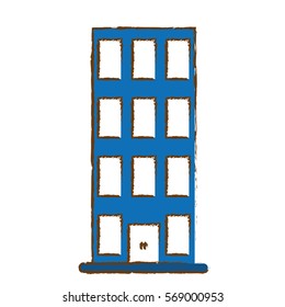 color city building line sticker image icon, vector illustration
