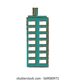 color city building line sticker image icon, vector illustration