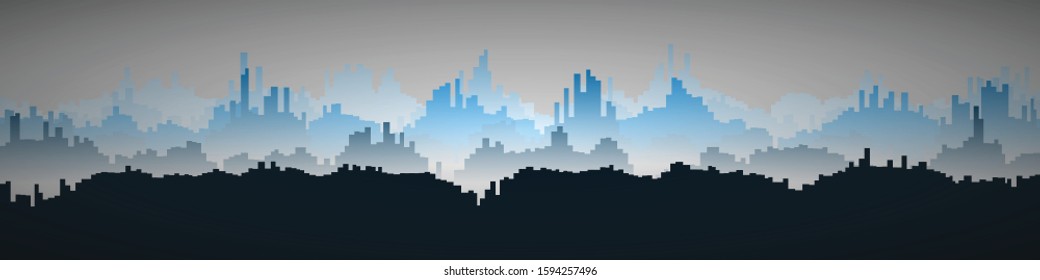 Color City Landscape Generative Art background illustration