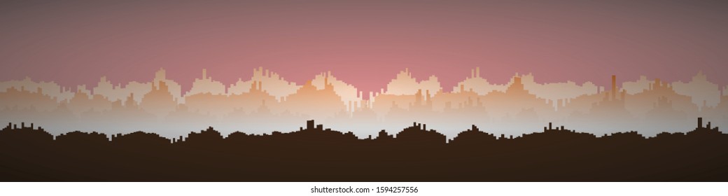 Color City Landscape Generative Art background illustration