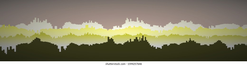 Color City Landscape Generative Art background illustration