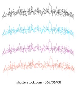 Color city silhouettes set
vector outline cityscape illustration