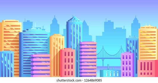 Color cityscape architecture buildings vector illustration