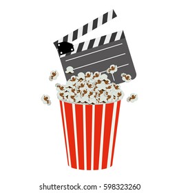 color clapper board and pop corn icon, vector illustraction design