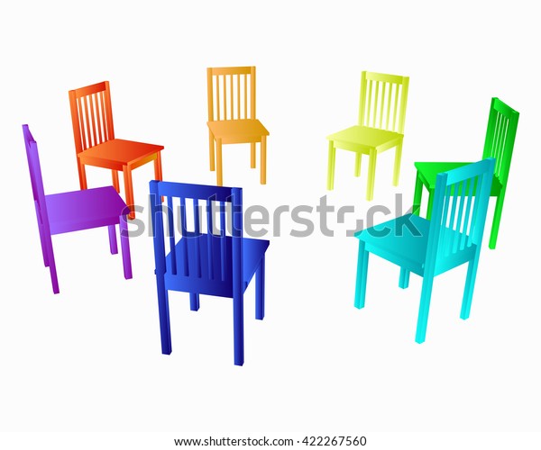 Color Classic Chairs 3d Chairs Standing Stock Vector