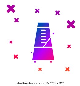 Color Classic Metronome with pendulum in motion icon isolated on white background. Equipment of music and beat mechanism. Gradient random dynamic shapes. Vector Illustration
