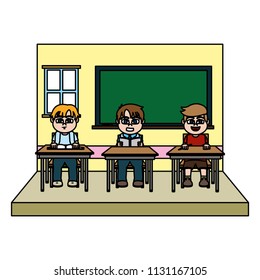 color classroom with students sitting school desk