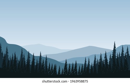 The color of the clear morning sky with truly extraordinary natural scenery. Vector illustration of a city