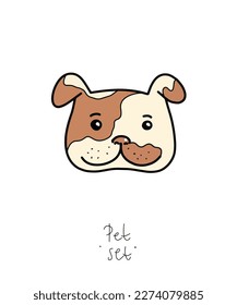 Color clip art of a pet on a white or transparent background. From a vector large set. Hare, hamster, cat, dog, mouse, raccoon, fox, kittens, toys, parrot
