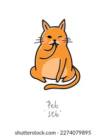 Color clip art of a pet on a white or transparent background. From a vector large set. Hare, hamster, cat, dog, mouse, raccoon, fox, kittens, toys, parrot