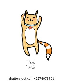 Color clip art of a pet on a white or transparent background. From a vector large set. Hare, hamster, cat, dog, mouse, raccoon, fox, kittens, toys, parrot