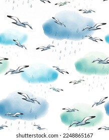 A color clipart on a light or transparent background from a sea set, a boat, a crab, a chest of gold, seagulls, an island, coral and sea fish.