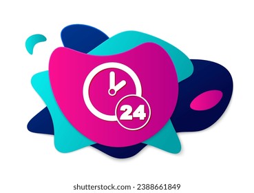 Color Clock 24 hours icon isolated on white background. All day cyclic icon. 24 hours service symbol. Abstract banner with liquid shapes. Vector