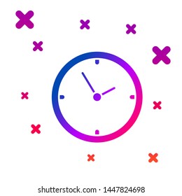 Color Clock icon isolated on white background. Time symbol. Gradient random dynamic shapes. Vector Illustration